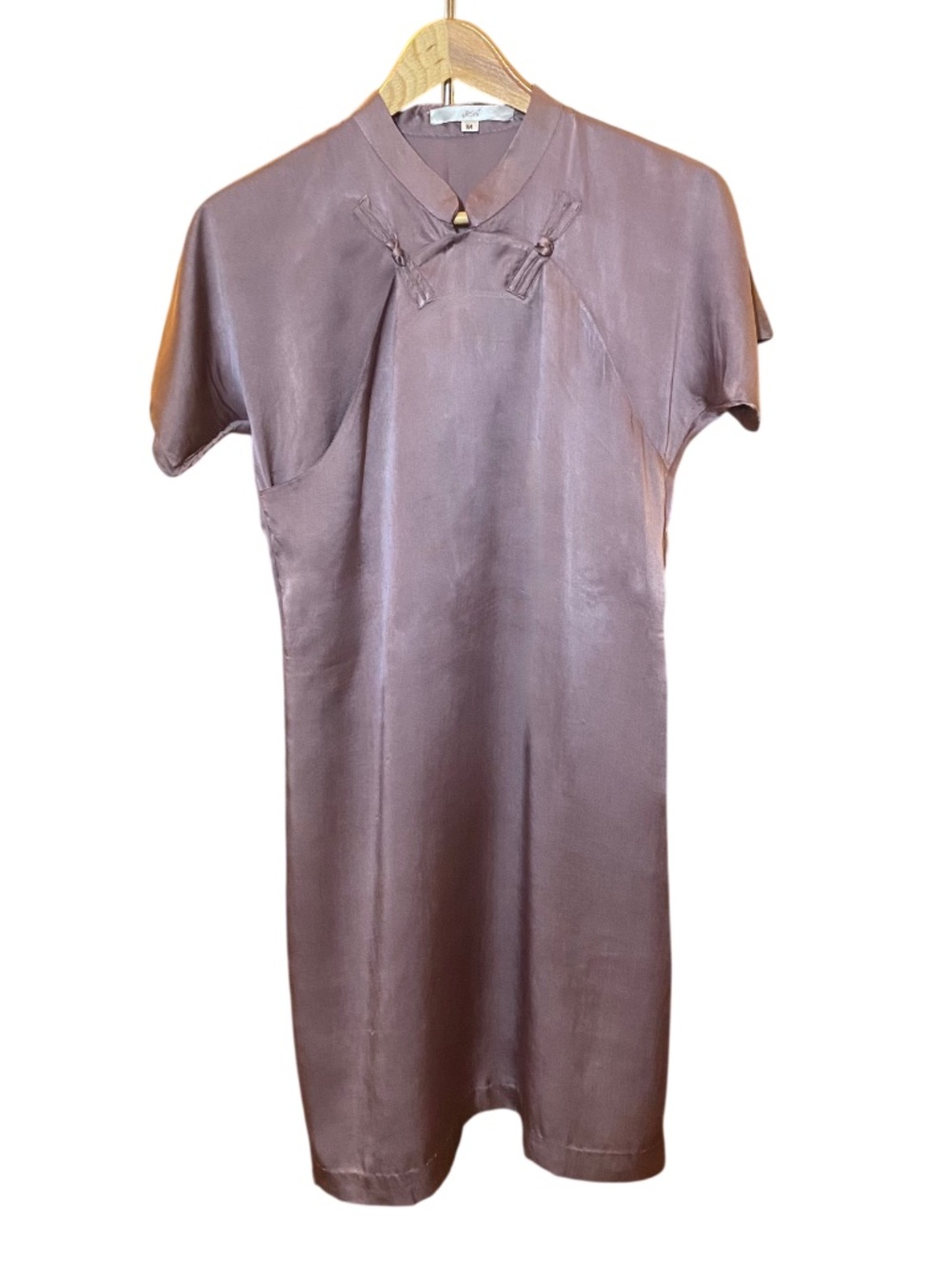 Joshi 100% Silk Deep Dusty Rose Mandarin Collar Cheongsam Dress M